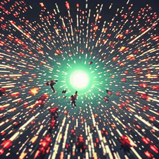 a crowd running toward a glowing hole, 3d mobile game render, soft lighting, mobile game a